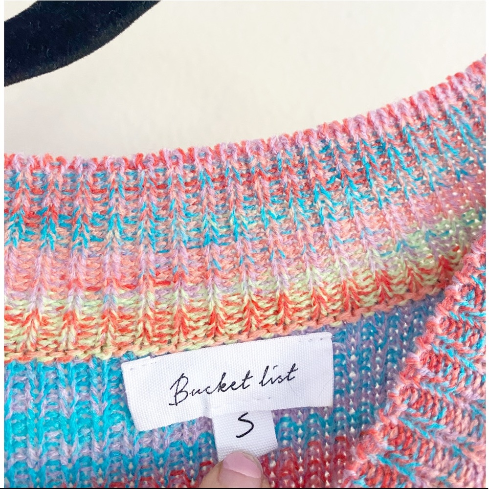 Bucket List Multi Color Striped Slouchy Oversize … - image 7